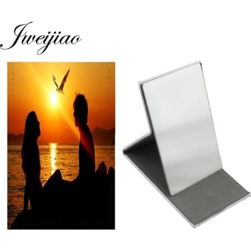 Youhaken Couple Pattern Makeup Small Makeup Mirror Stainless Steel Leather Gift For Girlfriend Gift Travel Wallet Mirror