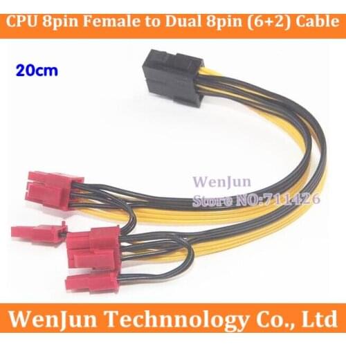 PC power supply CPU Molex 8pin to 2 PCI-e 8(6+2)pin PCI Express video card internal cable Power splitters 100pcs/lot