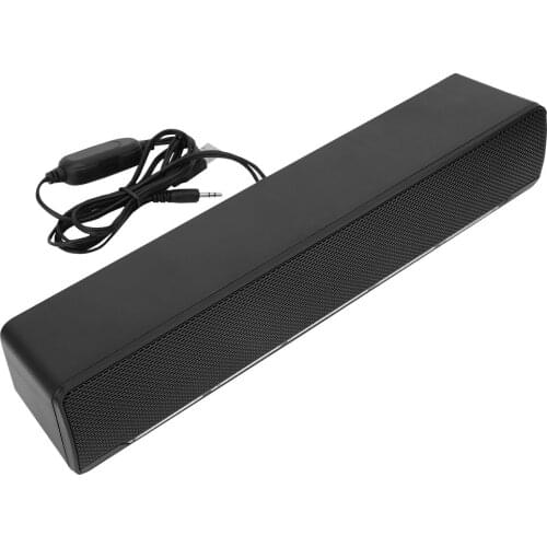 USB Wired Stereo Soundbar Music Player Bass Surround Sound Box 3.5mm Input (Black) 3D Stereo Sound DSP Bass Tablet PC MP3 MP4