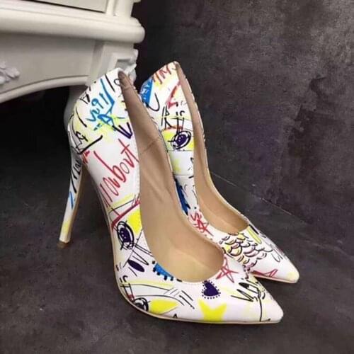 11.5CM PUMPS 2020 Single shoes, pointed, shallow mouth, bold fancy high heels, European American large size womens shoes