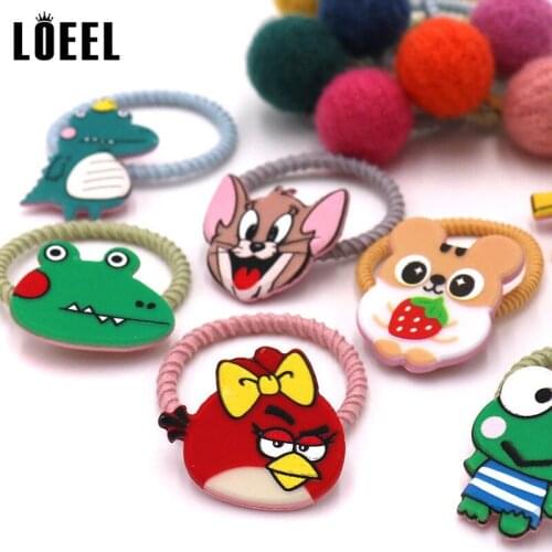 New Kids 3CM Arylic Rubber Band Girls Cartoon Anime Elastic Hair Band Children Cute Mini Plush Ball Headbands Hair Accessories