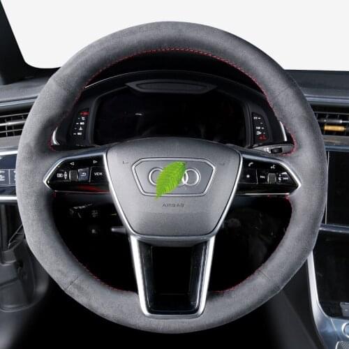 DIY Alcantara Hand Sewing Car Steering Wheel Cover For Audi A4 Avant A4 Allroad A5 A6 Avant car Q7 Q8 S4 S5 S S7 accessories