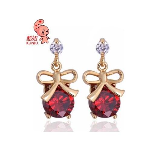 Kuniu bowknot shape drop earrings for women alloy metal material elegant charm style friend lover gifts fashion jewelry