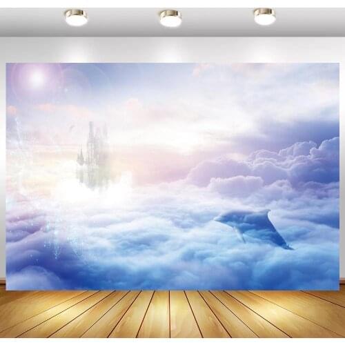 Fairyland Dreamy Castles Newborn Baby Shower Photographic Backgrounds Sunshine Clouds Kids 1st Birthday Party Decor Backdrops