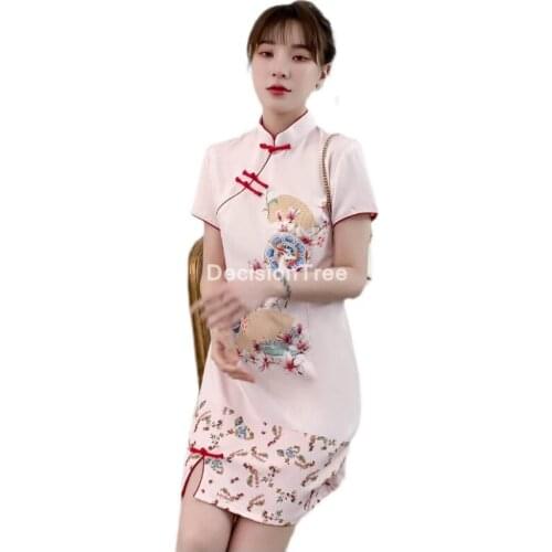 2021 chinese female qipao cheongsam women traditional satin dress formal party gown vestidos chinese dress cheongsam dress