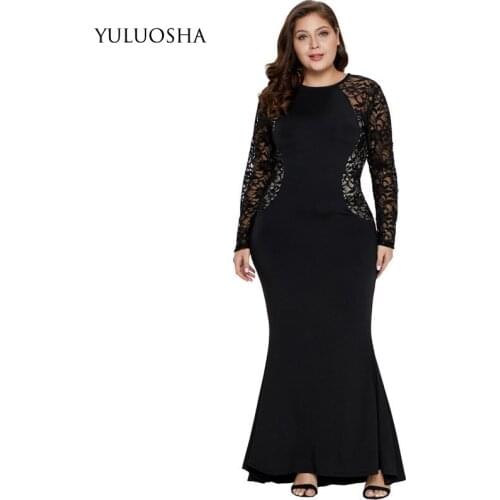 YULUOSHA Plus Size Dress Wedding Dress Mother A-Line Lace Burgandy Dress Elegant Mother of The Bride Dresses Vestido De Madrinha