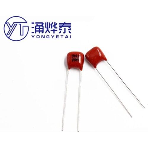 YYT 50PCS CBB Metal Film Capacitor 100V104J P5 100NF 0.1UF New 104J 100V