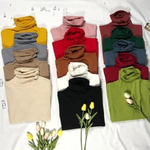 Women Sweater Autumn Winter Turtleneck Solid Long Sleeve Slim Thin Knitted Pullover Sweater Soft Elastic Bottoming Jumper Female