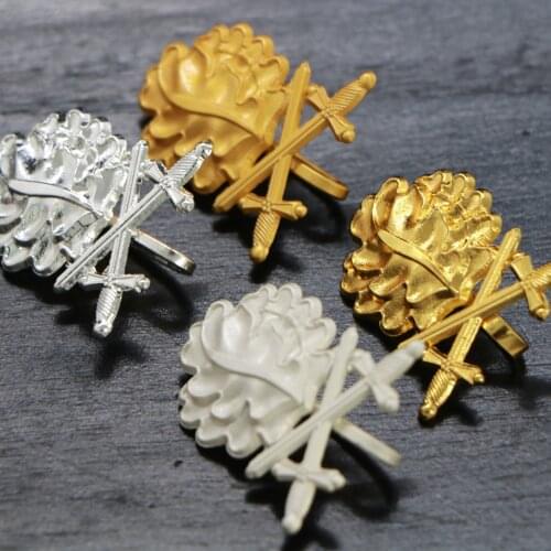 Oak leaves pin sword brooch vintage silver badge Germany jewelry men patriot gift shirts jacket accessory