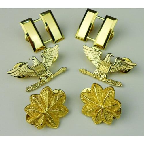 Golden US Army officer rank insignia U.S. Captain Major Colonel Rank Badge Pin Military Store
