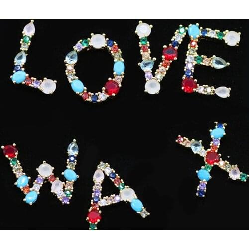 1 Pair Gold 26 Letter Stud Earring Copper Brass Micro Zircon Charms Men Women Couples Custom Name Earrings Popular Jewelry