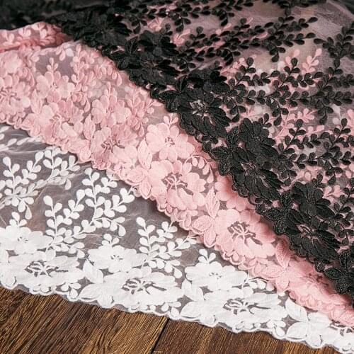 1Yard White Lace Fabric 32cm Width Cotton Embroidered Sewing Supplies Ribbon Lace Trim Dress DIY Garment Curtains Accessories