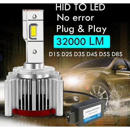 2PCS Built-in Canbus D1S D3S Plug And Play LED Replacement Original HID D2S D2R D4S/R D5S D8S Car Headlight 32000LM 6000K Bulbs