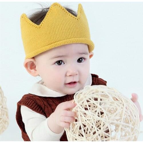 2018 Hot Selling New Fashion 5 Colors Baby Hat Kids Cap New Cute Baby Boys Girls Crown Knit Headband Hat