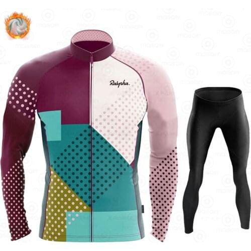 2021 Ralvpha Winter Fleece Cycling Jersey Set MTB Bicycle Clothes Wear Ropa Ciclismo Long Sleeve Bike Clothing Cycling Set