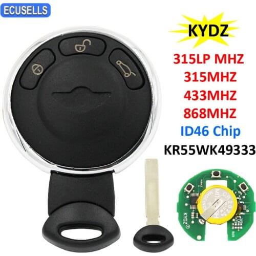 3 Button Remote Car Key KYDZ For BMW Mini Cooper CAS System 315LP Mhz 315Mhz 433Mhz 868Mhz ID46 Chip FCC ID: KR55WK49333