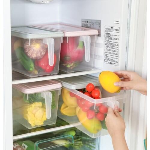 3pcs Refrigerator Storage Box Food Keep Fresh Containers Stackable Organizer Bins with Handle for Kitchen Fridge Organizer