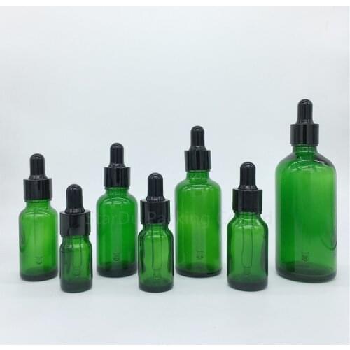 480pcs 5ml,10ml,15ml,20ml,30ML,50ml,100ml green Glass Bottle With black Dropper Essential Oil Bottle,Reagent Eye Perfume bottles