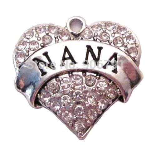 50pcs a lot rhodium plated fashion Nana Crystal Heart Pendant(A100059)