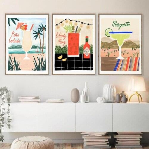 Abstract Cocktail Coconut Milk Wall Art Canvas Painting Nordic Posters and Prints Wall Pictures for Living Bedroom Decoration