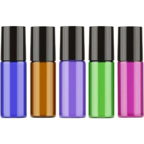 Free Shipping 5ml Roll on Glass Bottle with Metal Ball, Empty Perfume Essential Oil Roller Bottle LX2636