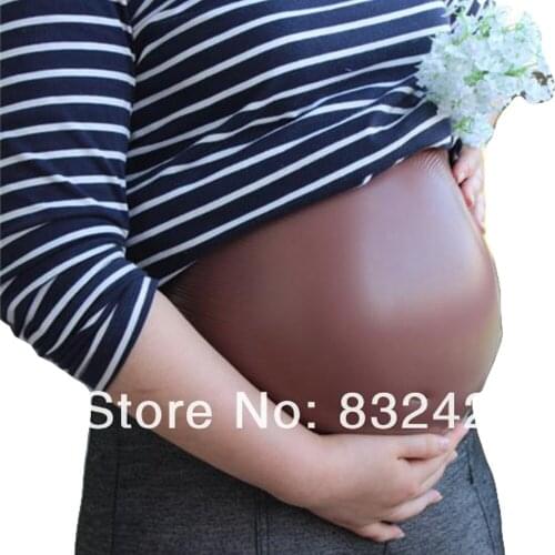 Large twins 8~10 month black fake pregnant belly for false pregnancy cosplay crossdressing adhesive invisible