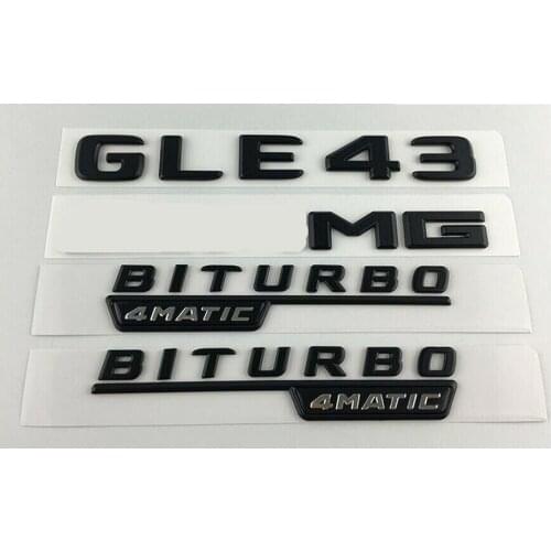 Black GLE43 for AMG BITURBO 4MATIC Trunk Fender Badges Emblems for Mercedes