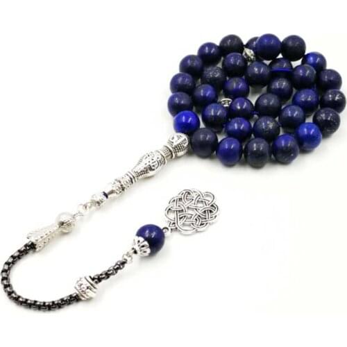 Lapis lazulis Rosary Muslim gfit For Ramadan Tasbih 33 66 99 Paryer beads Muslim misbaha Mans bracelets luxurious Rosary