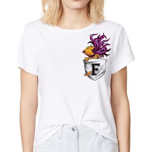 Captain Flerkens cute goose the cat in pocket funny anime t shirt women summer new white casual femme girl kawaii tshirt