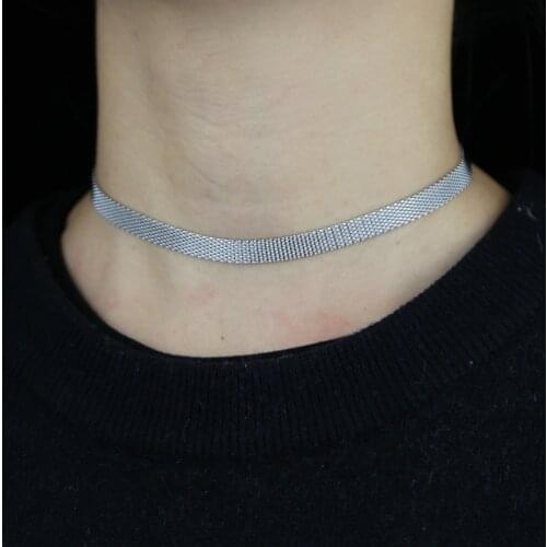 New Arrived High quality Clavicle Blade Statement Women Gold Silver Color 35+10cm wide 7mm Snake Choker Necklace Chain