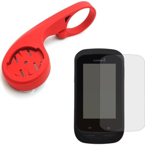 31.8mm Cycling Computer Handlebar QuickView Bracket Red Mount + Black Protect Rubber Case + Screen Cover for Garmin Edge 1000