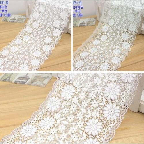 1 Meter 16cm Width White Green Elastic Stretched Embroidered Lace Trim Lace Fabric for Bra Underwear Accessories