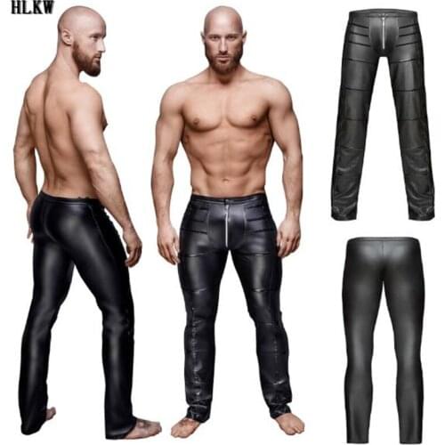 Hot New Plus Sizes PU Leather Pants Men Elastic Waist Hip Push Up Black Sexy Female Leggings Jegging Casual Skinny Pencil Pants