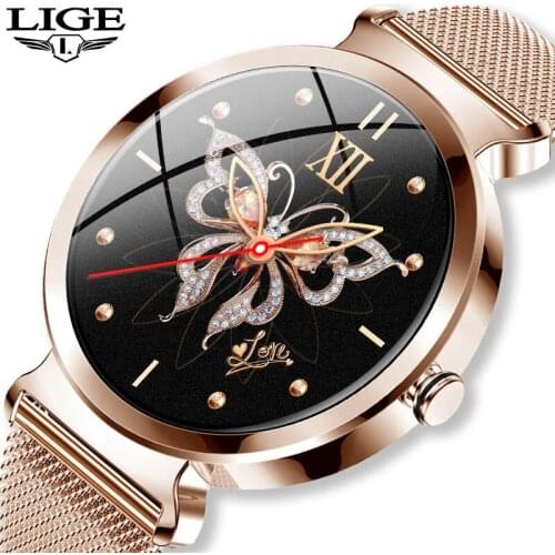 LIGE Women Fashion Smart Watch Heart Rate Monitoring Alarm Clock Reminder Waterproof Sports Fitness Smartwatch for Android iOS