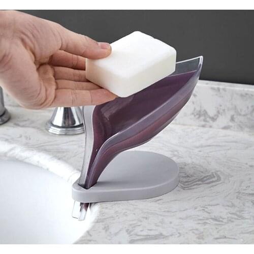 Soap Tray Leaf Shape Storage Creative Soap Box Bathroom Accoessories Soap Holder for Bathroom Kitchen Easy Cleaning