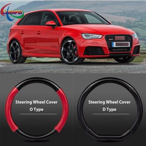 38cm Non-Slip Dreathable Carbon Fiber Steering Wheel Cover For Audi RS3 Car interior decoration accessories