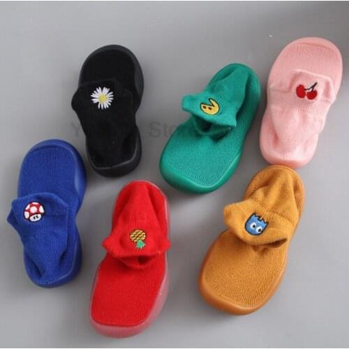 2021 New Children Socks Cartoon Pineapple Cherry Baby Socks First Walkers Non-slip Baby Socks Newborn Socks Shoes For 0-48M