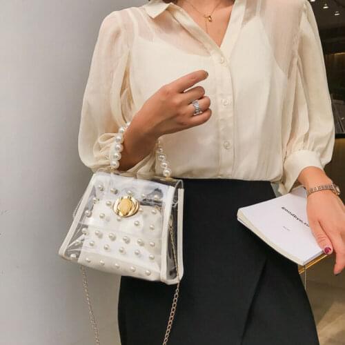 New Women Pearl Clear Transparent Composite Shoulder Bag Jelly Candy Summer Handbag Messenger Bag Fashion