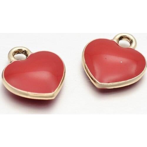 Pandahall 10pcs Heart Small Alloy Enamel Charms Pendant for Jewelry Making DIY Bracelet Necklace Finding 11x10x3mm