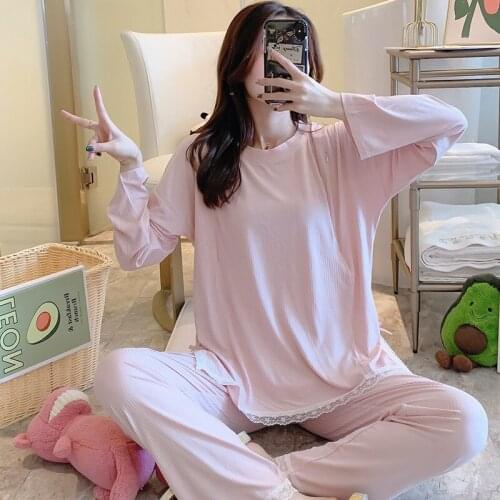 3pcs Nursing Sleepwear Breastfeeding Pajamas Maternity Model Soft Breathable Nightwear Pregnancy Pajamas Cute Homewear