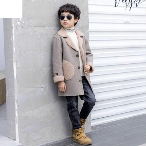 Thick V-neck Collar Baby Boys Jackets Age 3 4 5 6 7 9 12 Woolen Coats Fashion Warm Autumn Winter Infant Boy Outerwear Clothing