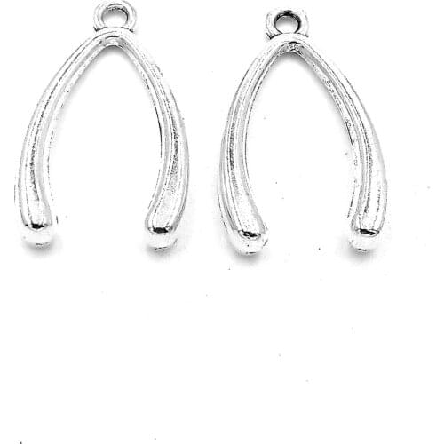 30pcs Wishbone charms pendant 25x14mm antique silver ornament accessories jewelry making DIY base material