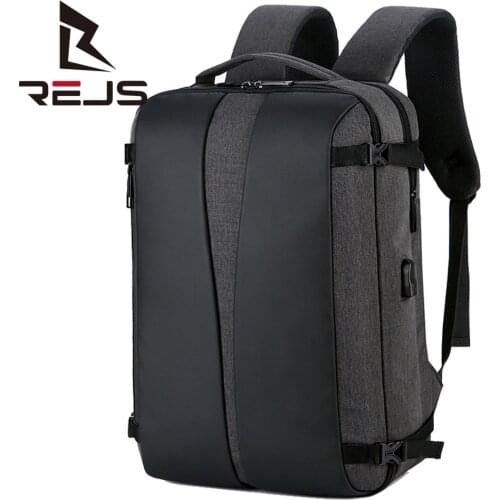 REJS LANGT Casual Mens Backpack Daily Work Business Bag Laptop 15.6 Inch Large Capacity School Backpacks with Charging Mochila