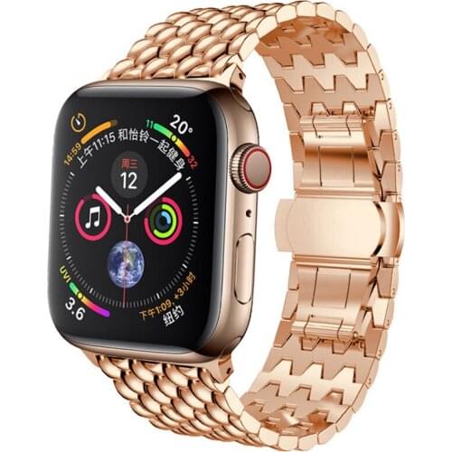 Dragon skin Watchband for Apple Watch 40MM 44MM Rose gold Black Silver Stainless Steel Bracelet for iwatch series 4/3 38mm 42mm