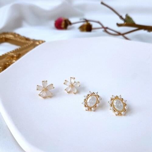 925 Silver Needle Plated 14K Real Gold Zircon Stud Earring Small Flower Light Luxury Earrings Fashion Jewelry Gift To Girlfriend