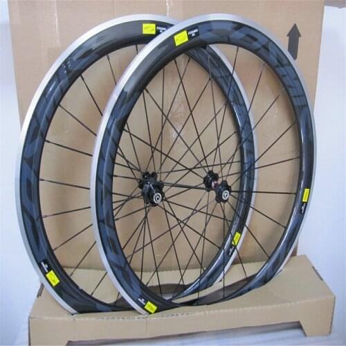 Gray Cosmic Alloy Carbon Wheelset 50mm 700c Aluminium Carbon Fiber Road Bike Racing Wheelset Clincher glossy finish
