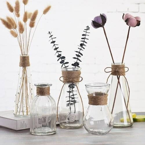Ins Style Flower Glass Vase Transparent Dill Vase Home Decoration Accessories