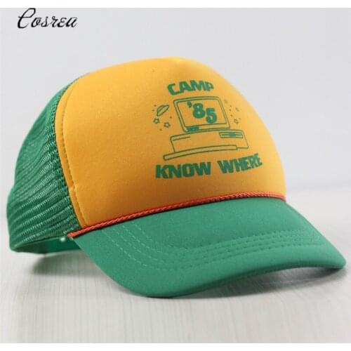 Strange Things Dustin Hat Retro Mesh Trucker Cap Yellow Green 85 Know Where Adjustable Cap Gifts Halloween