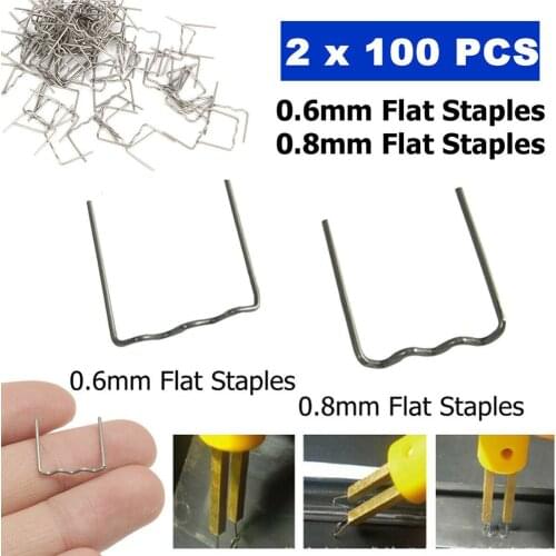 Welding Staples Soldering Supplies Welder Parts Hot Stapler Flat Staples 200pcs 0.6mm 0.8mm For Plastic Welder Car Bumper Repair