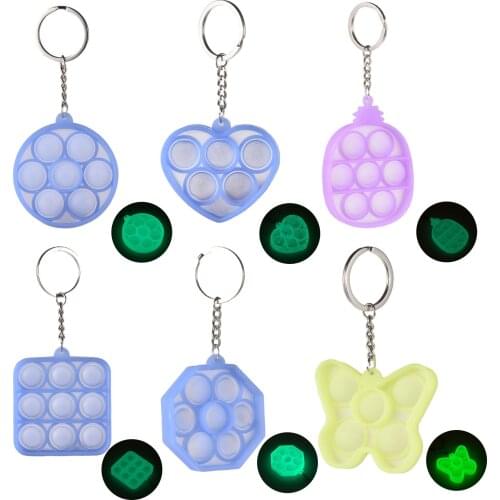 Mini Luminous Stress Relief Toy Push Pop Bubble Sensory Fidget Toys for Kids Adult Anti-stress Toy Keychain Autism Needtoy